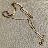 Midcentury Swedish 18k gold pressed curb link necklace, graduated width - 18 inch length