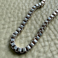 Chunky Vintage Box Chain Necklace in 835 Silver – 23.75 Inch Length