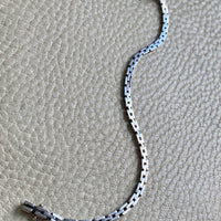 1950s 18k White Gold Vintage Slim Brick Link Bracelet - 7 inch length