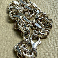 CHUNKY Vintage Sterling Silver Biker Chain Necklace - 19.5 inch length