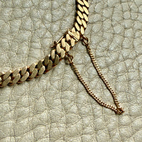 Midcentury era 18k Gold Pressed Curb Bracelet with Safety Chain – 7.5 inch length