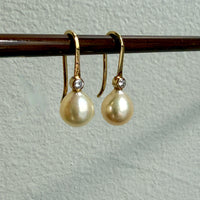 GORGEOUS! - Vintage European Pearl and 18k Gold Diamond Earrings