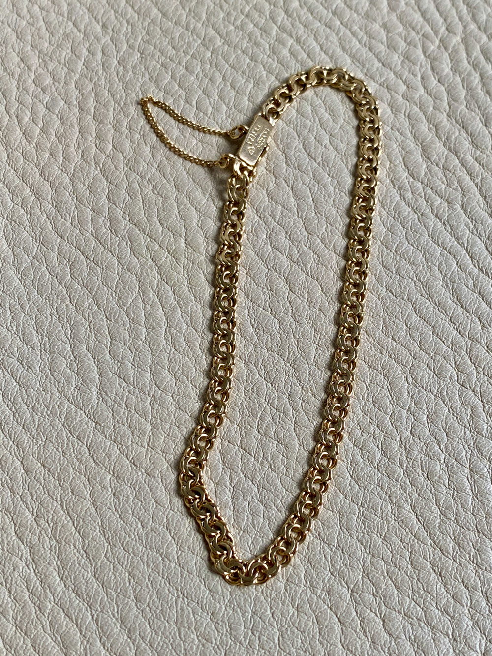 1944 Delicate 18k double-link solid gold bracelet - Göteborg, Sweden - 7.5 inch length