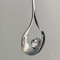 1974 Sterling Silver Droplet Pendant with Rock Crystal by Stigbert for Waldemar Johnson Atelier - 20 inch necklace