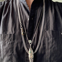 Midcentury era Silver Articulated Fish Pendant Necklace - 27.8 inch length