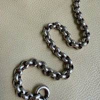 MEGA ROLO!! Heavy 228 gram Silver Rolo Link Necklace with Large Bolt Clasp - 17.5 inch length