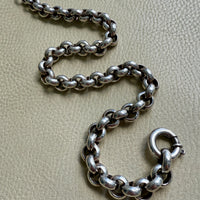 MEGA ROLO!! Heavy 228 gram Silver Rolo Link Necklace with Large Bolt Clasp - 17.5 inch length