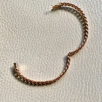 Vintage Hinged Rigid Curb Link Bangle Bracelet in Rosy 14k Gold - 6.75 inch interior