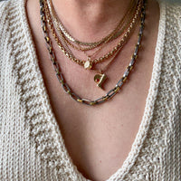 UNIQUE Chunky Sterling Silver with Alternating Gilt Links - Taxco Link Necklace - 24 inch length