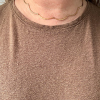 Vintage Swedish Scalloped Link Necklace Choker 18k Gold – 15.5 Inch Length