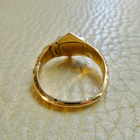 1847 Antique 18k Gold Mourning Ring with Secret Compartment – Size 7.5