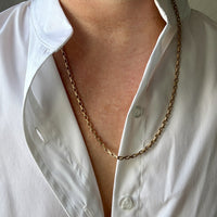 Longer Length 14k Gold Biker Link Necklace 3mm width - 22.2 inch length