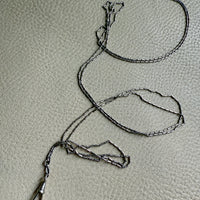 Early 1900s Antique PLATINUM Link Longuard Chain Necklace with Dog Clip - 31-62 inch length