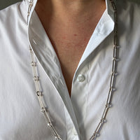 SPECIAL 1975 Sterling Silver Alternating Long and Round Link Chain Necklace - 31 inch length
