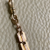 Antique Watch Chain with tiny leaf pattern - 14k gold with 10k rose gold detail