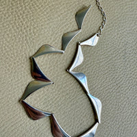 1960s era Wing Link Sterling Silver Collar Necklace - 15-18 inch adjustable length