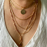 18k Gold Vintage Skinny Elongated Biker Link Chain Necklace - 22.5 inch length