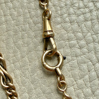 French Antique 18k Gold Watch Chain Necklace with Hand Forged Figure 8s - 16.5 inch length