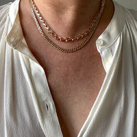 1960 Swedish Vintage Tulip Link Necklace in Rosy 18k gold - 16.3 inch length