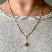 18k gold Swedish vintage charm or pendant - Fishnet pattern droplet by ALTON