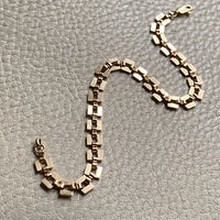 Checkerboard link bracelet in 18k gold - Swedish vintage 1940 - 8.2 inch length