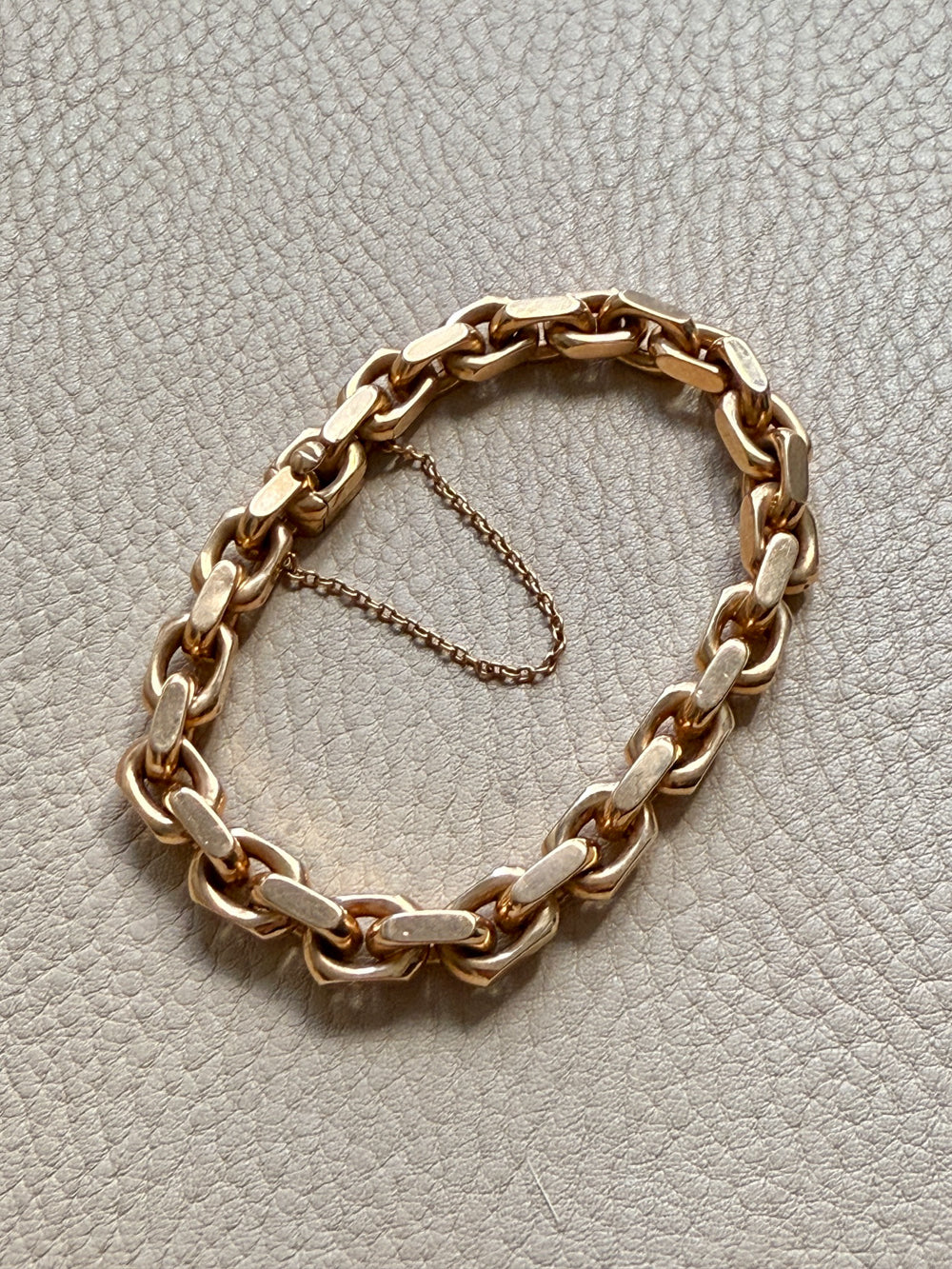 CHONK! 1911 Swedish Antique 18k gold Biker Link Bracelet 8mm width - 7.1 inch interior circumference