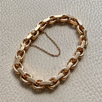 CHONK! 1911 Swedish Antique 18k gold Biker Link Bracelet 8mm width - 7.1 inch interior circumference