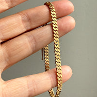 Midcentury era 18k Gold Pressed Curb Bracelet with Safety Chain – 7.5 inch length