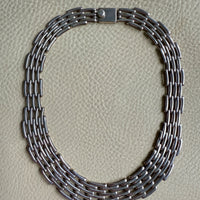 Vintage Taxco Sterling Silver Handmade Link Collar Necklace Mexican Vintage- 16.6 inch length
