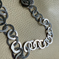 Silver Handmade Flat Circles Chain Necklace - 36 inch length