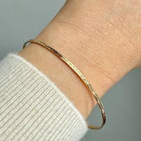 Skinny 18k Gold Vintage Oval Bangle - 8.5 inch interior circumference
