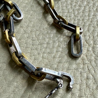 UNIQUE Chunky Sterling Silver with Alternating Gilt Links - Taxco Link Necklace - 24 inch length