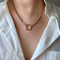 1891 Antique 18k Gold Watch Chain Necklace with Large Bolt Clasp - 18 inch length