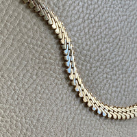 1971 Winged Brick Link Flat Lay Collar Necklace in 14k Gold - Finnish Vintage - 18 inch length