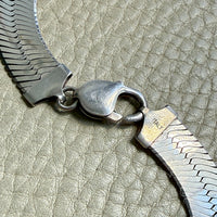 Italian Sterling Silver Herringbone Chain Necklace – 18.5 Inch Length