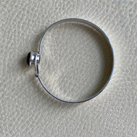 Finnish Vintage Sterling Silver Bangle with Spectrolite Cabochon Clasp -Pertti Hakuli for Kaunis Koru - 6.75 inch interior