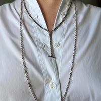 Lariat Style Antique Silver Rolo Link Necklace- 22.25 inch length