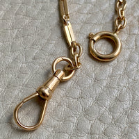 18k Gold Bar-Link Watch Chain Necklace with Dog Clip - 16.4 inch length