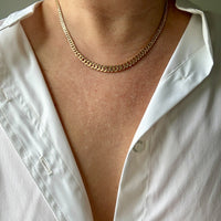 Luxurious Vintage Swedish 18k gold pressed curb link necklace, graduated width - 16.8 inch length