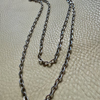 Antique Substantial Silver Oval Cable link Chain Necklace- 59 inch length
