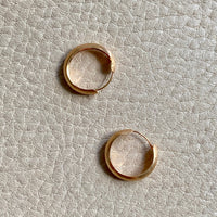 Classic matte finish 18k solid gold hoop earrings - 0.6 inch diameter