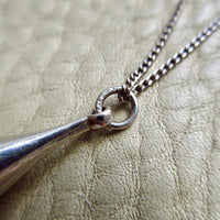 Vintage Silver Droplet Pendant & Chain - 21.5 inch length