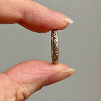 18k White Gold Vintage Wedding Band with Etched continuous Blossom Pattern- Zurich Band - size 5.75