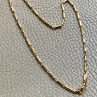 Vintage Italian 18k Gold Tubular Bar Link Necklace - 16.5 inch length