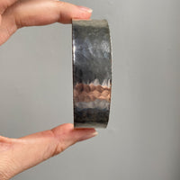 1975 Extra wide heavy hammered texture silver bangle by NOKO - size 8.1 inch