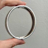 Swedish Vintage Textured Hinged Bangle in Silver- 7 inch interior circumference