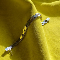 Solid Silver Diamond Snake Link Bracelet - Vintage Italian by Piazza Michele - 7.6 inch length