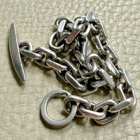 1960-1973 Robert Valentin Olsen - Chunky Silver Biker Link Bracelet with Toggle Clasp - 8.6 inch length