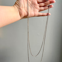 Antique Silver Cable Link Double Strand Necklace - 30 inch doubled length - adjustable