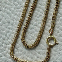 Vintage Slinky 14k Gold Basket Link in the Round - Signed Necklace - 23 inch length